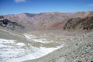 16 Looking Back At The Trail Across The Relinchos Glacier From Plaza Argentina Base Camp, Relinchos Valley, Cerro Colorado And Rico From The Hill To Camp 1